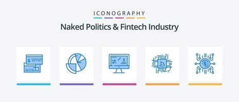 desnudo política y fintech industria azul 5 5 icono paquete incluso finanzas. bitcoin datos. fintech industria. ingreso. creativo íconos diseño vector