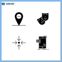 Set of 4 Modern UI Icons Symbols Signs for minus dialog role collapse mail Editable Vector Design Elements