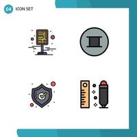 4 Universal Filledline Flat Color Signs Symbols of city shield pin beliefs drawing Editable Vector Design Elements