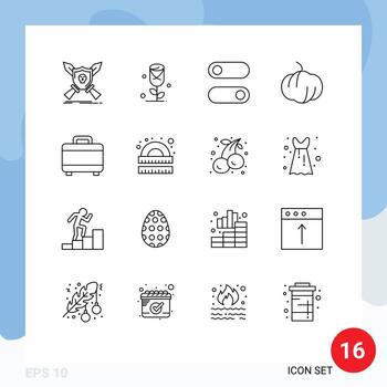 16 Universal Outlines Set for Web and Mobile Applications geometry planning control project pumpkin Editable Vector Design Elements