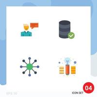 Group of 4 Flat Icons Signs and Symbols for chat network man security web Editable Vector Design Elements