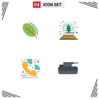 Editable Vector Line Pack of 4 Simple Flat Icons of ecology helpdesk spring snowball cannon Editable Vector Design Elements