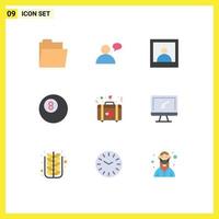 Pictogram Set of 9 Simple Flat Colors of imac monitor ball computer love Editable Vector Design Elements