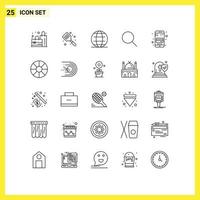 Set of 25 Vector Lines on Grid for card ui globe basic search Editable Vector Design Elements