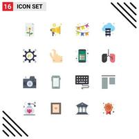 Pictogram Set of 16 Simple Flat Colors of announcement technology trade storage cloud Editable Pack of Creative Vector Design Elements