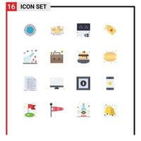 Group of 16 Modern Flat Colors Set for valentine tag instrument energy cable Editable Pack of Creative Vector Design Elements