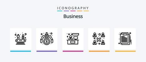 Business Line 5 Icon Pack Including . working. document. discussion. chat. Creative Icons Design vector