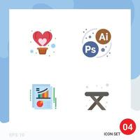 4 Flat Icon concept for Websites Mobile and Apps air document heart designing report Editable Vector Design Elements