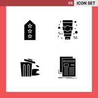 Universal Solid Glyphs Set for Web and Mobile Applications military garbage tag face trash Editable Vector Design Elements