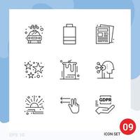 Modern Set of 9 Outlines and symbols such as cake stars newspaper fireworks firecracker Editable Vector Design Elements