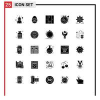 Pack of 25 creative Solid Glyphs of cog hobbies cupboard design art Editable Vector Design Elements