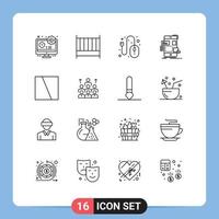16 User Interface Outline Pack of modern Signs and Symbols of collage ui computer design drag Editable Vector Design Elements