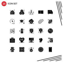 Universal Icon Symbols Group of 25 Modern Solid Glyphs of vehicles home appliances drawing furniture cabinet Editable Vector Design Elements