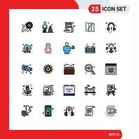 Group of 25 Filled line Flat Colors Signs and Symbols for computer pin creative navigation map Editable Vector Design Elements