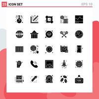 Group of 25 Solid Glyphs Signs and Symbols for ecg server crop hosting connect Editable Vector Design Elements