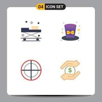 Group of 4 Flat Icons Signs and Symbols for ambulance bulls eye medicine festival military Editable Vector Design Elements