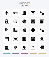 Creative Tools 25 Glyph Solid Black icon pack  Such As voltmeter. ampere. cursor. stud. search vector