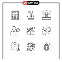 Set of 9 Modern UI Icons Symbols Signs for arctic real estate contact us key use Editable Vector Design Elements