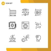 Set of 9 Commercial Outlines pack for web draw idea identity design Editable Vector Design Elements