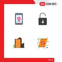 User Interface Pack of 4 Basic Flat Icons of mobile build lock security tower Editable Vector Design Elements