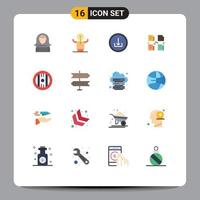 Pictogram Set of 16 Simple Flat Colors of data file person exchange download Editable Pack of Creative Vector Design Elements