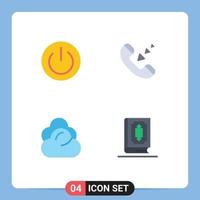 Mobile Interface Flat Icon Set of 4 Pictograms of eco climate environment communication server Editable Vector Design Elements