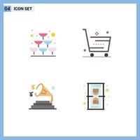 Set of 4 Commercial Flat Icons pack for glass music party online speaker Editable Vector Design Elements