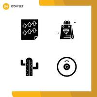 4 Thematic Vector Solid Glyphs and Editable Symbols of data usa paper bag american Editable Vector Design Elements