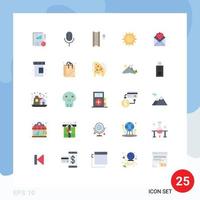 25 Universal Flat Color Signs Symbols of mail spring ladder light sun Editable Vector Design Elements