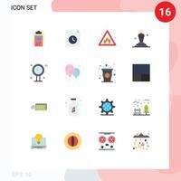 Mobile Interface Flat Color Set of 16 Pictograms of beauty oscar alert movie cinema Editable Pack of Creative Vector Design Elements