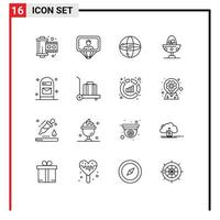 Set of 16 Modern UI Icons Symbols Signs for box egg world easter boiled Editable Vector Design Elements