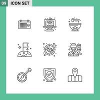 Stock Vector Icon Pack of 9 Line Signs and Symbols for look eye dessert space moon Editable Vector Design Elements