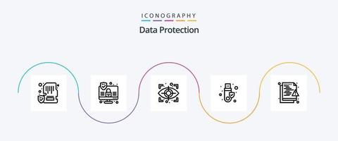 datos proteccion línea 5 5 icono paquete incluso red. archivo. ojo. USB. firma vector