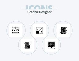 Graphic Designer Glyph Icon Pack 5 Icon Design. creativity. design. design. resize. drawing tools vector