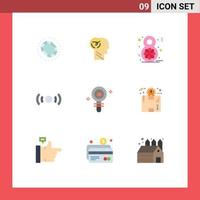 Mobile Interface Flat Color Set of 9 Pictograms of ui essential human basic women day Editable Vector Design Elements