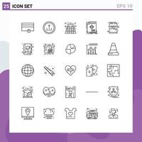 Set of 25 Modern UI Icons Symbols Signs for magazine advertisement navigation ad battery Editable Vector Design Elements