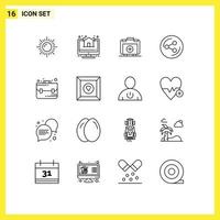 16 Universal Outlines Set for Web and Mobile Applications box briefcase bag bag sharing Editable Vector Design Elements