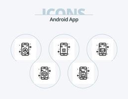 Android App Line Icon Pack 5 Icon Design. data. volume. online app. sound. turn on vector