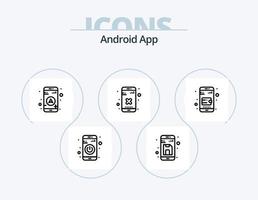 Android App Line Icon Pack 5 Icon Design. data. volume. online app. sound. turn on vector