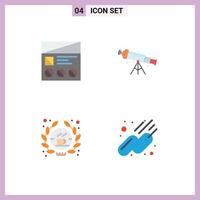 Set of 4 Commercial Flat Icons pack for fi zoom ui astronomy coffee Editable Vector Design Elements