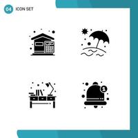 Universal Icon Symbols Group of 4 Modern Solid Glyphs of bills light expenses umbrella office Editable Vector Design Elements