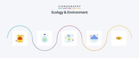 ecología y ambiente plano 5 5 icono paquete incluso reciclar. clima. archivo. verano. lluvia vector