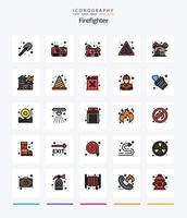Creative Firefighter 25 Line FIlled icon pack  Such As interior. fire. car. sign. fire vector