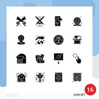 User Interface Pack of 16 Basic Solid Glyphs of map location cloud map web Editable Vector Design Elements