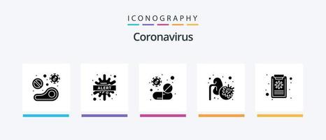 Coronavirus Glyph 5 Icon Pack Including lungs. disease. disease. virus. tablet. Creative Icons Design vector