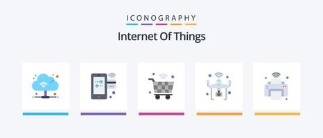 Internet Of Things Flat 5 Icon Pack Including wifi. iot. cart. internet. wifi. Creative Icons Design vector