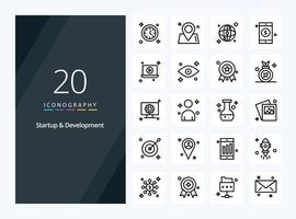 20 Startup And Develepment Outline icon for presentation vector