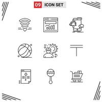 Set of 9 Vector Outlines on Grid for architect father bullhorn dad promotion Editable Vector Design Elements