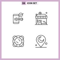 Pictogram Set of 4 Simple Filledline Flat Colors of key money open business safety Editable Vector Design Elements