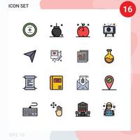 Mobile Interface Flat Color Filled Line Set of 16 Pictograms of screen media decoration advertising thanksgiving Editable Creative Vector Design Elements